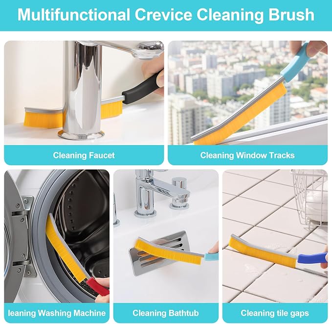 JOYMOOP 8 Pack Crevice Cleaning Brush, Hard Bristle Grout Brush, House Cleaning - Image 9