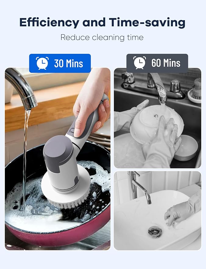 Electric Spin Scrubber, Power Scrubber Dual Speeds Cordless Shower Scrub Brush - Image 3