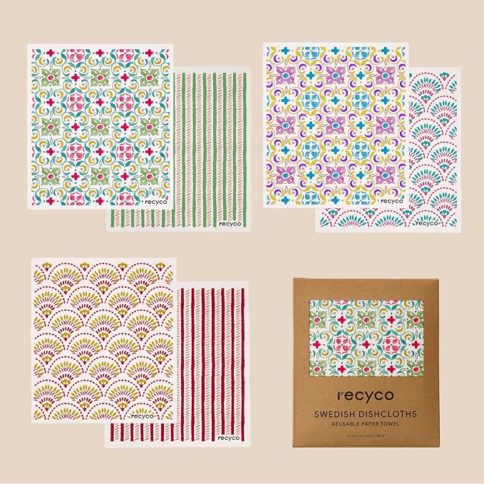 RECYCO Swedish Dishcloths for Kitchen | 6 Pack Boho Mosaic Bliss Washable Dish - Image 8