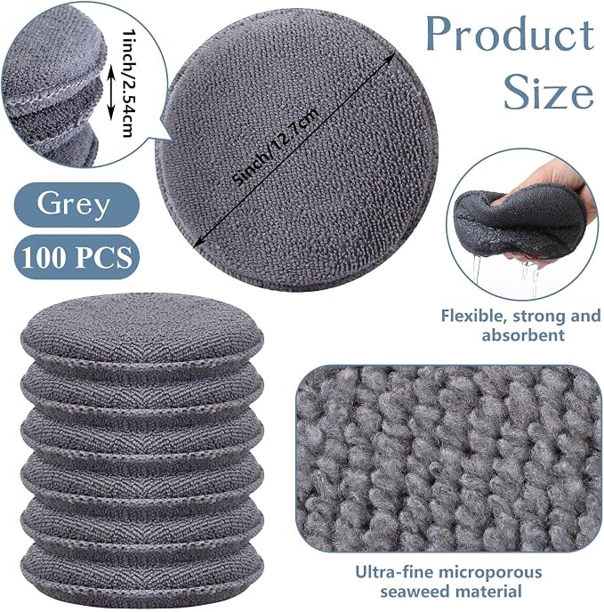 Tanlade 100 Pcs Car Detailing Microfiber Applicator Pad Wax Applicator Wash - Image 2