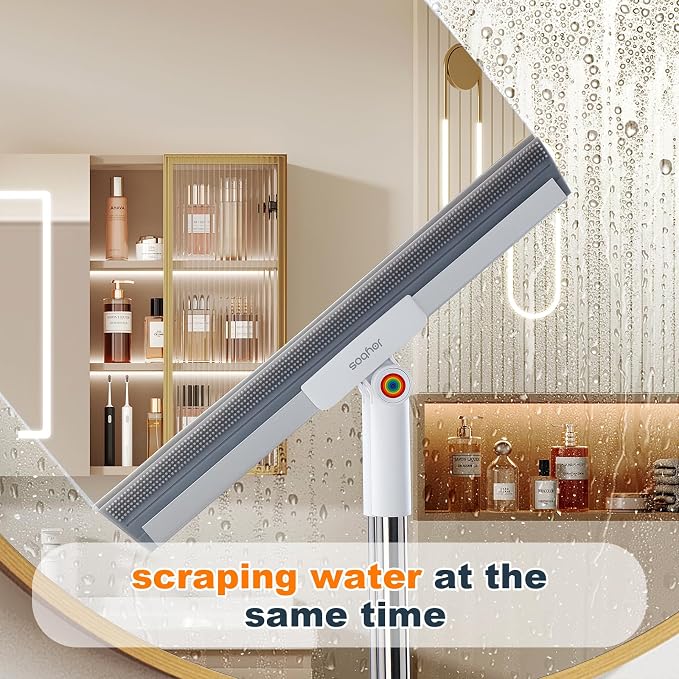 Rubber Squeegee Broom for Floor, Upgrade 62" Long Handle Window Squeegee - Image 7