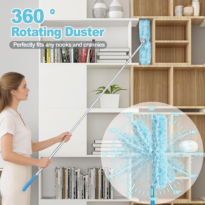 JEHONN Duster with 6 ft Extension Pole, 10 Refills Compatible with Swiffer - Image 3