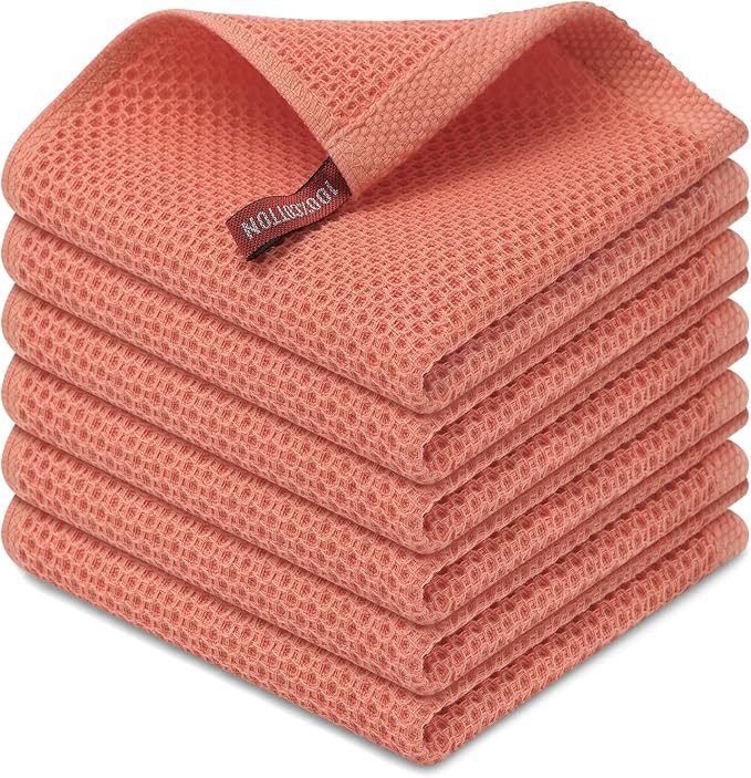 Kitinjoy 100% Cotton Kitchen Dish Cloths, 6 Pack Waffle Weave Ultra Soft by Kitinjoy