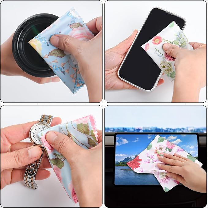 8 Pack Microfiber Cleaning Cloths Multicolor Flower Glasses Cleaning Cloth - Image 7
