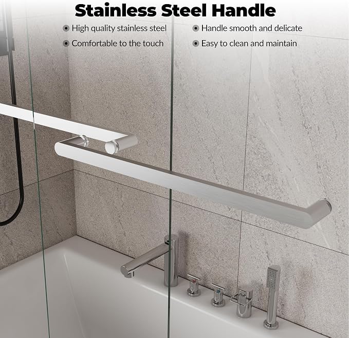 56-60 Inch W× 59 Inch H Double Sliding Shower Door, Semi-Frameless Bypass - Image 3