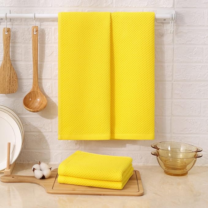 Kitinjoy 100% Cotton Waffle Weave Kitchen Hand Towels - Image 6