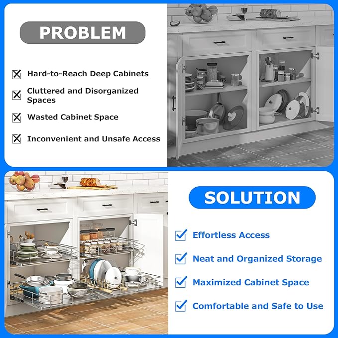 WelFurGeer Soft Close Slide Out Cabinet Shelf, Kitchen Shelf Organizer - Image 4