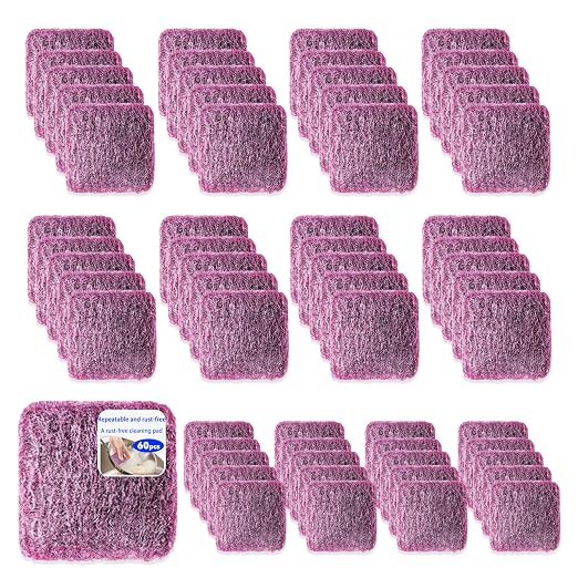 60-Pack Red Stainless Steel Soap Pads | Bulk Reusable Steel Wool Pads by Unknown