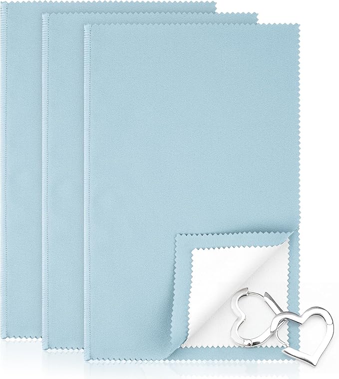3 Pcs Silver Polishing Cloth, Large 10" X 12.5" Jewelry Cleaner Cloth, Soft by PEASUG