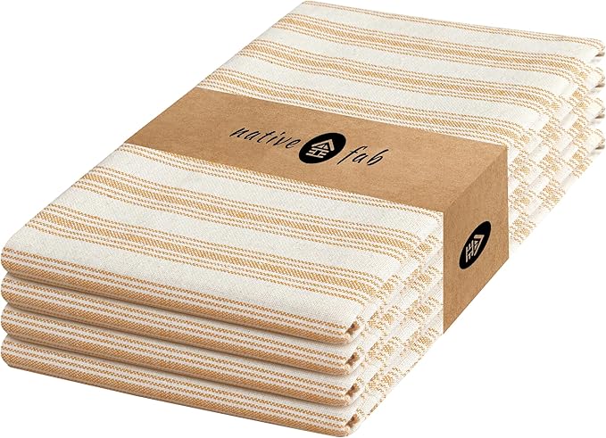 Native Fab 4 Pack Farmhouse Modern Stripe Kitchen Dish Towels Cotton Super by NativeFab