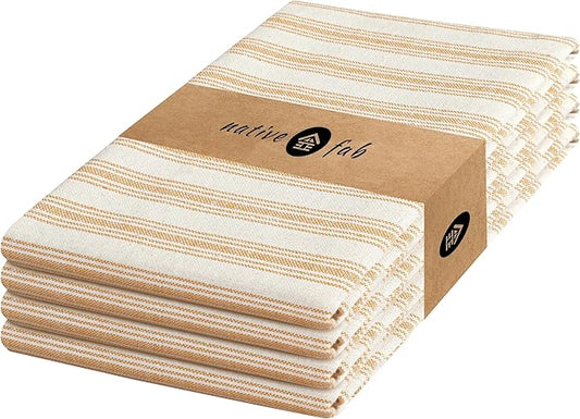Native Fab 4 Pack Farmhouse Modern Stripe Kitchen Dish Towels Cotton Super by NativeFab