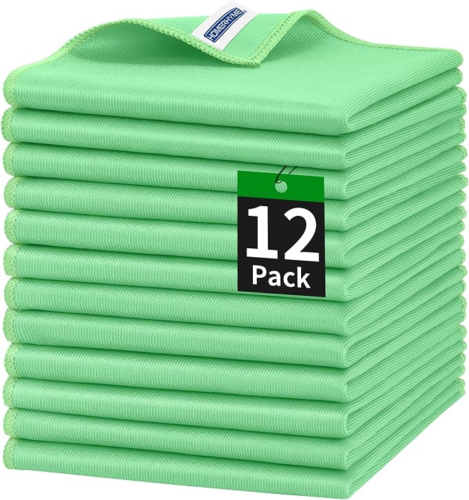 HOMERHYME Microfiber Cleaning Cloth, 12 Pack Window Glasses Cleaning Cloth by HOMERHYME