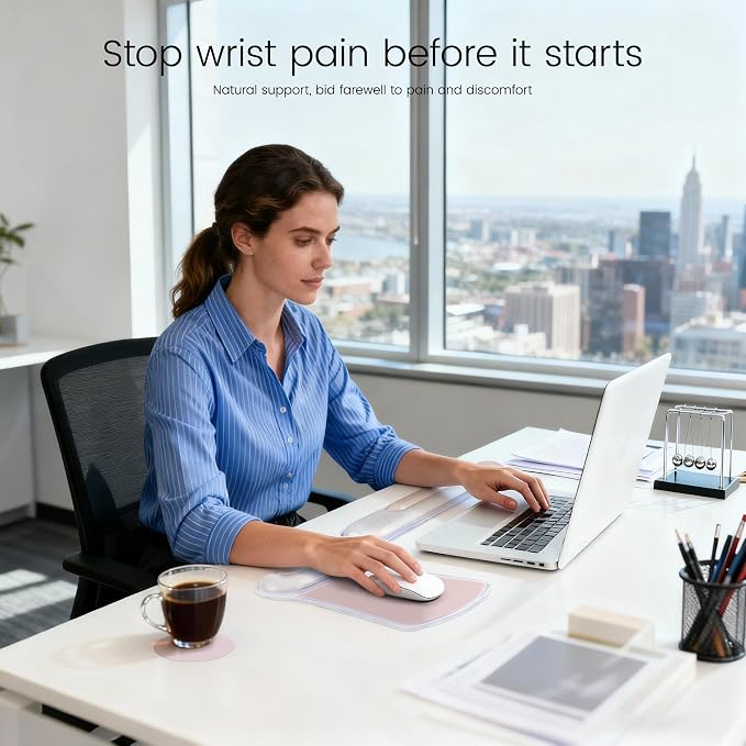 Ospelelf Mouse Pad with Wrist Rest and Ergonomic Gel Keyboard Hand Wrist - Image 6