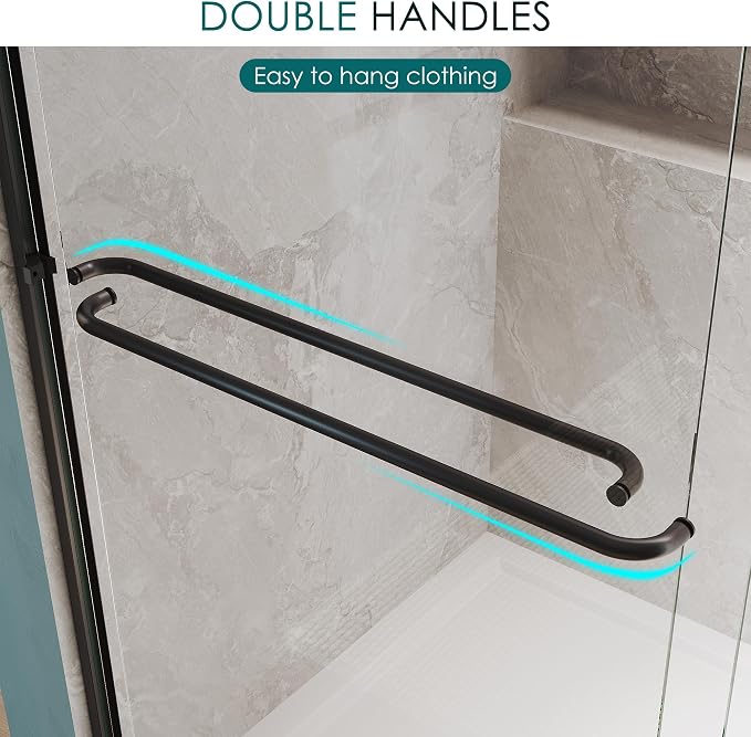 ELEGANT Double Sliding Shower Door 50-54" W x 72" H, Semi-Frameless Bypass - Image 6