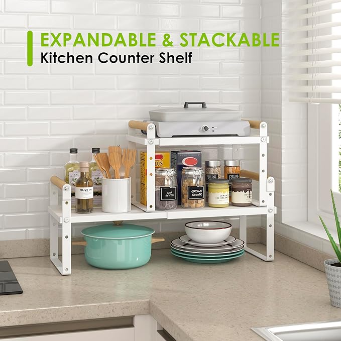 DOLALIKE Expandable kitchen Countertop Organizer, Stackable Cabinet Shelf - Image 6
