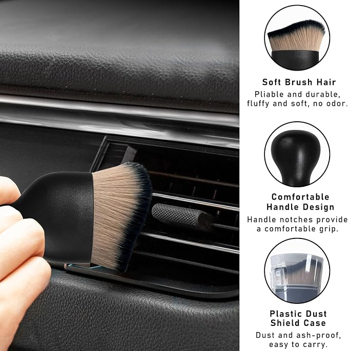 Car Interior Dust Brush, Soft Scratch Free Auto Detailing Brushes, Universal - Image 3