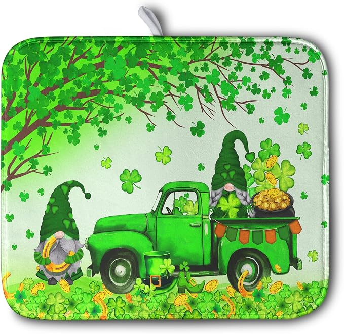 St Patricks Day Shamrock Drying Mat by Kwlegh