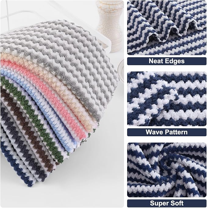 Homaxy 12 Pack Kitchen Dish Cloths, Ultra Soft and Absorbent Dish Towels - Image 2