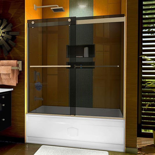 DreamLine Sapphire 56-60 inch W x 60 inch H Semi-Frameless Bypass Tub Door in by DreamLine