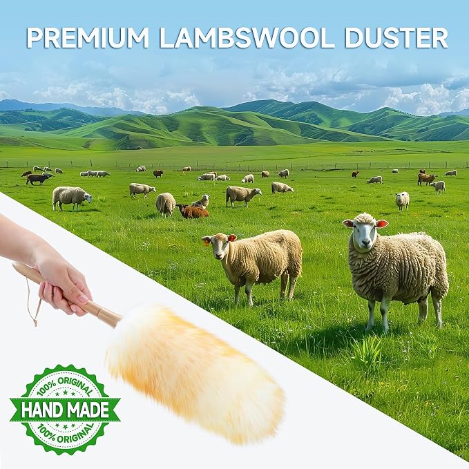 ONESIMUS 2 Pack Lambswool Dusters Fluffy Handheld Natural Feather Duster - Image 5