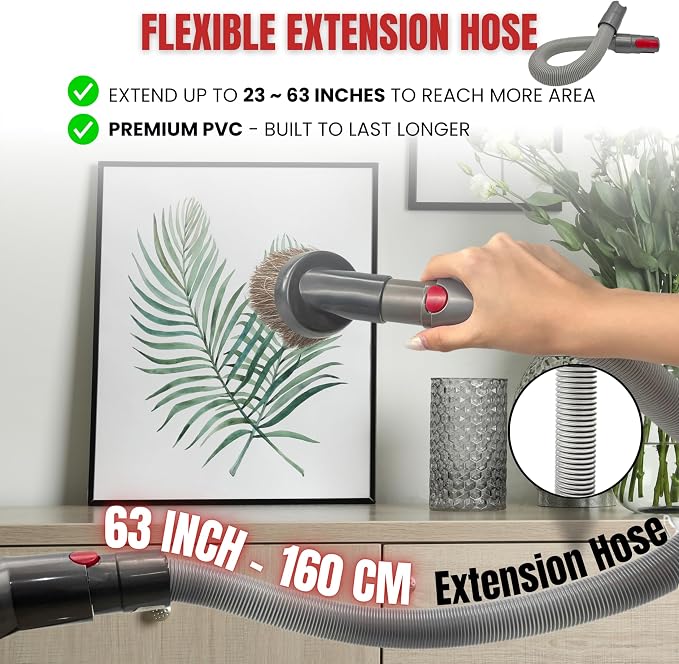 For Dyson Horsehair Vacuum Brush & Extension Hose – Compatible - Image 3