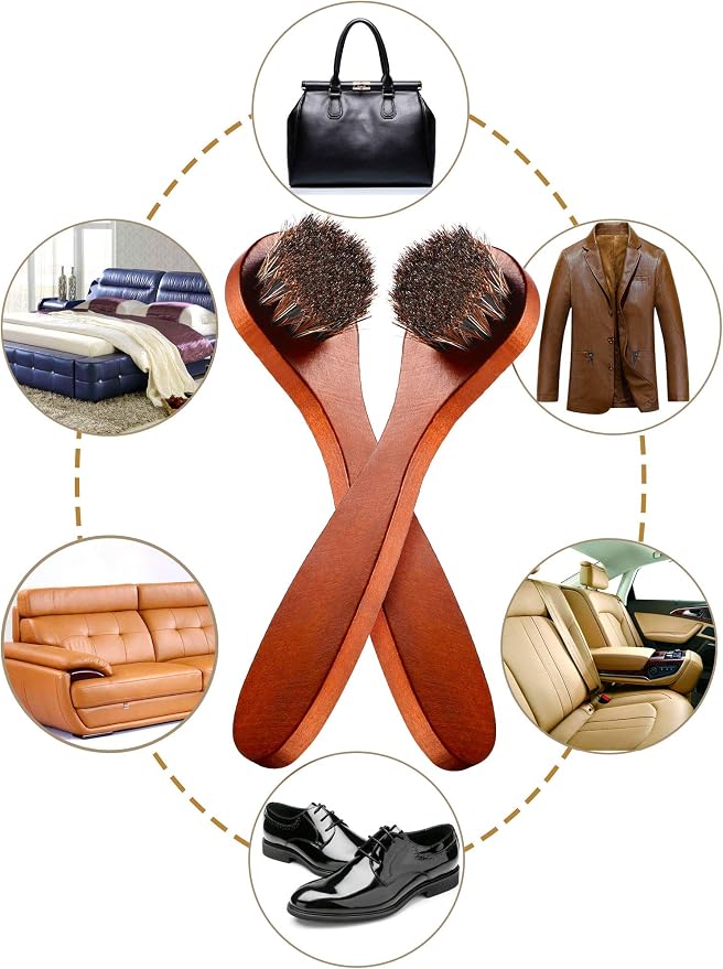 Youngjoy 6 Pieces Horsehair Shine Shoes Brush kit Polish Dauber Applicators - Image 4