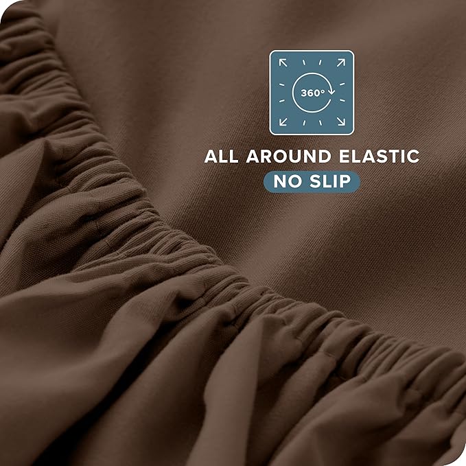 Bare Home Split King Sheet Set - 1800 Ultra-Soft Microfiber Bed Sheets - Double Brushed - Deep Pockets - Easy Fit - 5 Piece Set - Bed Sheets & Pillowcases (Split King, Cocoa)