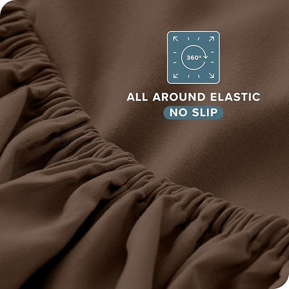 Bare Home Split King Sheet Set - 1800 Ultra-Soft Microfiber Bed Sheets - Double Brushed - Deep Pockets - Easy Fit - 5 Piece Set - Bed Sheets & Pillowcases (Split King, Cocoa)