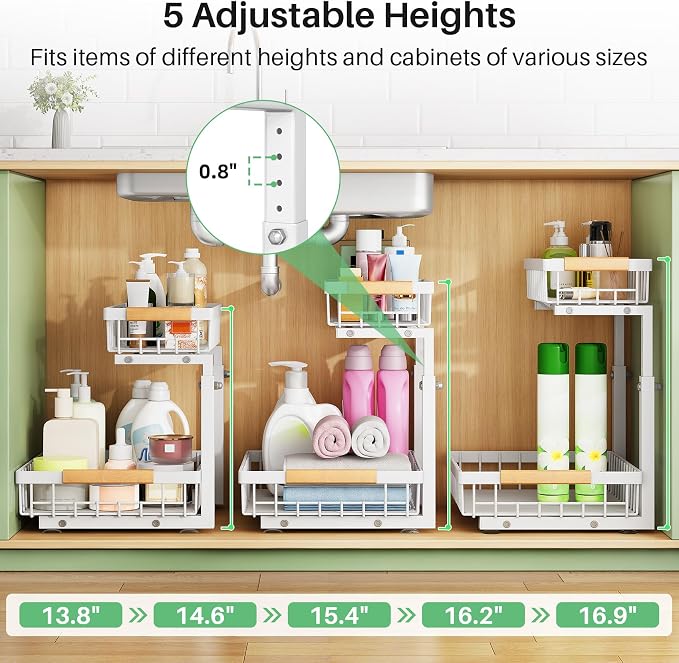 Under Sink Organizer, 2 Packs 2 Tier Under Sink Organizers and Storage - Image 7