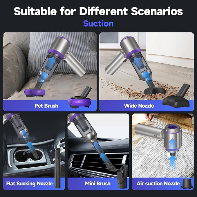 Car Vacuum Portable Cordless, 22000PA High Power handheld Vacuum Cleaner - Image 2