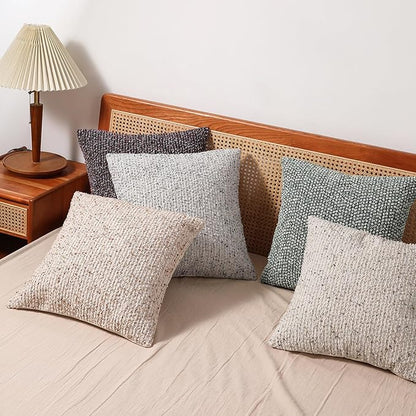 Striped Throw Pillow Covers 22x22 Set of 2 Beige Textured Boucle Chic Morden Boho Accent Farmhouse Square Decorative Couch Pillow Covers for Home Decor Bed Sofa Living Room