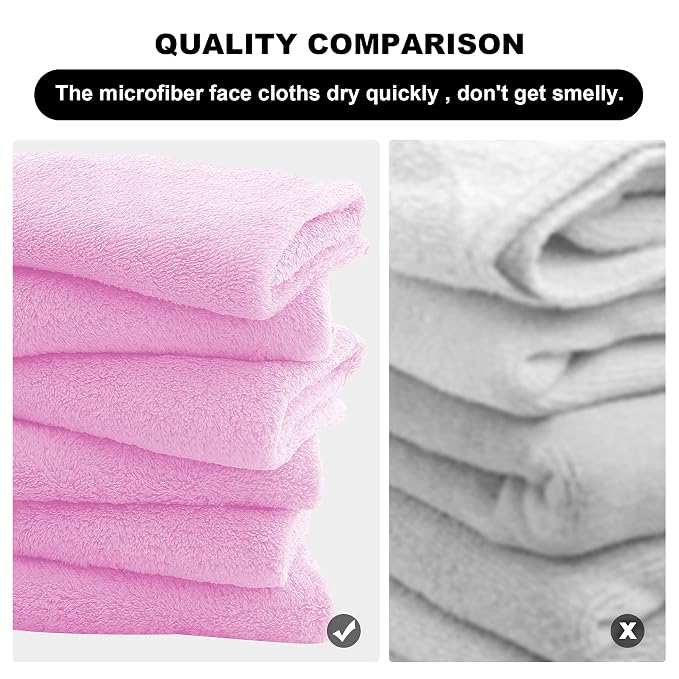 MOONQUEEN Microfiber Facial Cloths Fast Drying Washcloth 12 Pack - Image 6