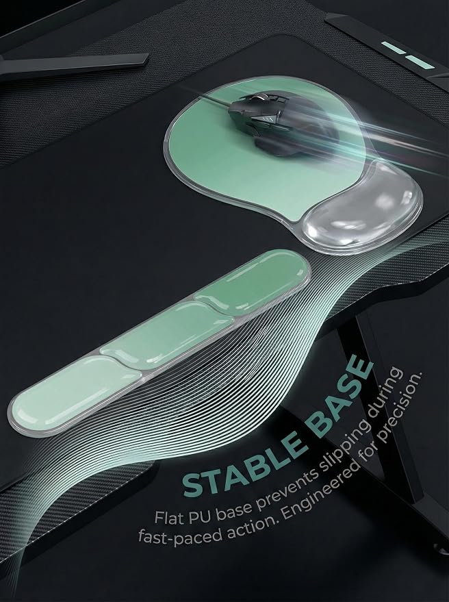 AUPET Ergonomic Gel Mouse Pad and Keyboard Wrist Rest Set, Crystal Gel Cushion - Image 5