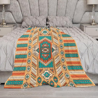 Aztec Throw Blanket, Tribal Navajo Print Native Blanket for Camping Outdoor Couch Sofa Bed 30"x40"