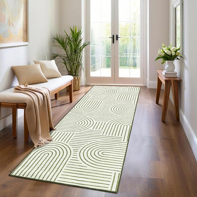 Modern Rug 2.5x10 Runners for Hallways, Abstract Kitchen Runner Rugs Non Slip - Image 3