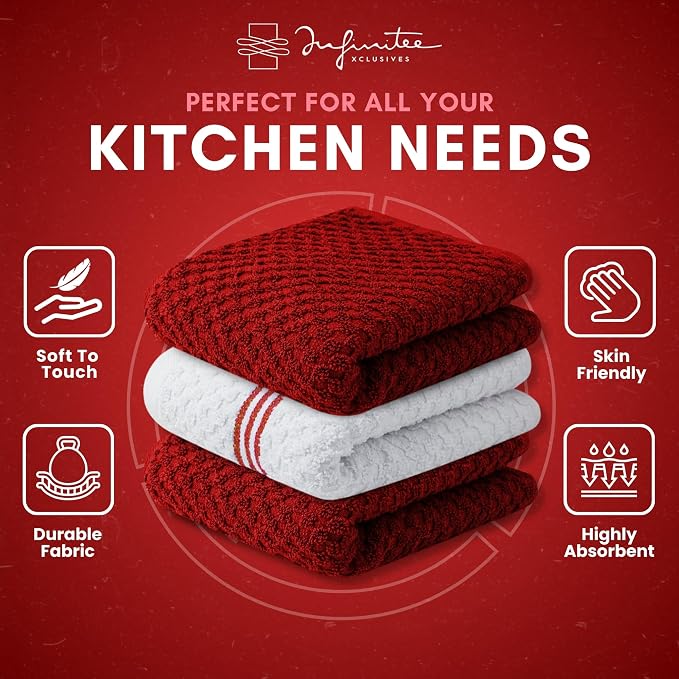 Infinitee Xclusives Premium Kitchen Towels – Pack of 3, 100% Cotton |15 x 25| - Image 5
