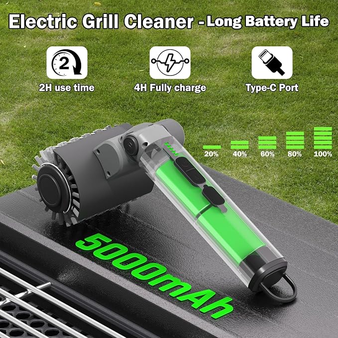 Electric Grill Brush Cleaner for Outdoor, 150Mins BBQ Grill Cleaner - Image 4