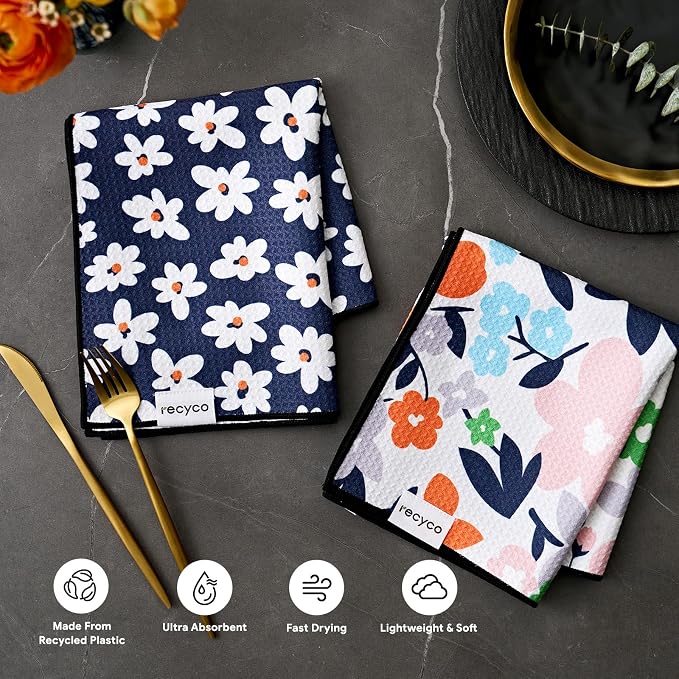RECYCO Waffle Kitchen Towel Set of 2 - Image 3