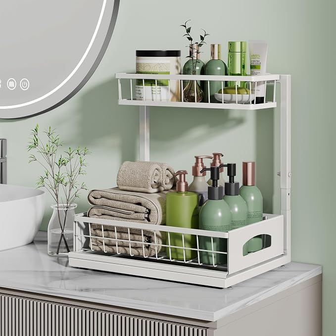 Under Sink Organizer, 2 Pack Height Adjustable Cabinet Organizer - Image 6