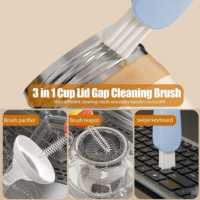 3 in 1 Cup Lid Gap Cleaning Brush Multifunctional Bottle Cleaning Brush - Image 2