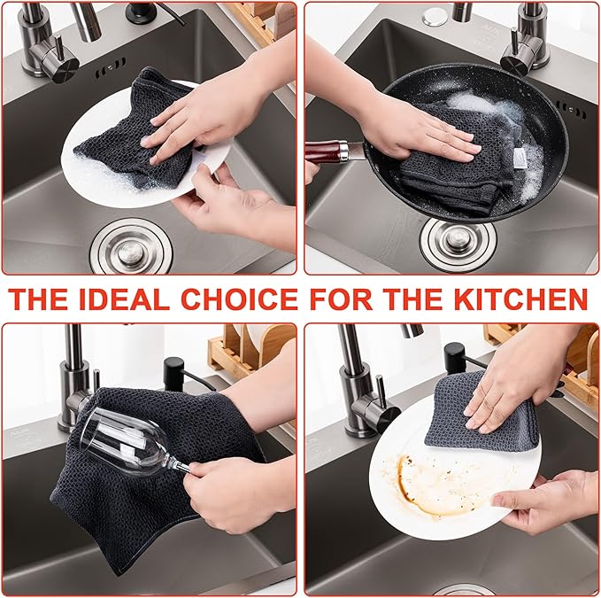 BOOMIBOO 8-Pack Kitchen Dish Cloths, 100% Cotton Waffle Weave, Ultra Soft - Image 6