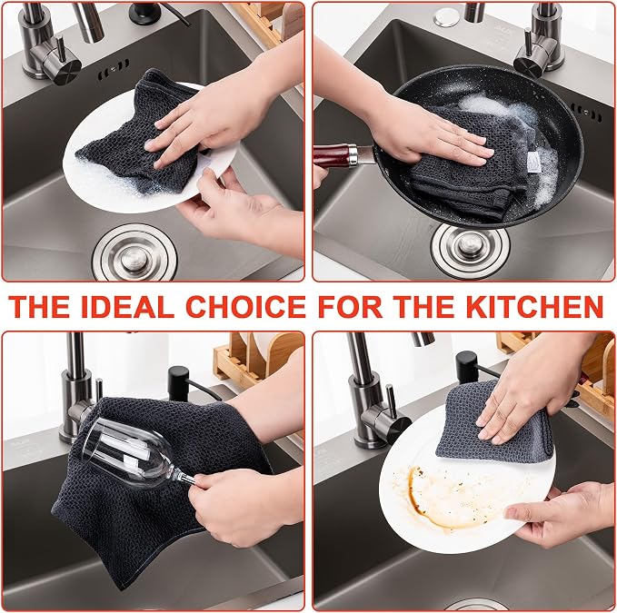 BOOMIBOO 6-Pack Kitchen Dish Cloths, 100% Cotton Waffle Weave, Ultra Soft - Image 6