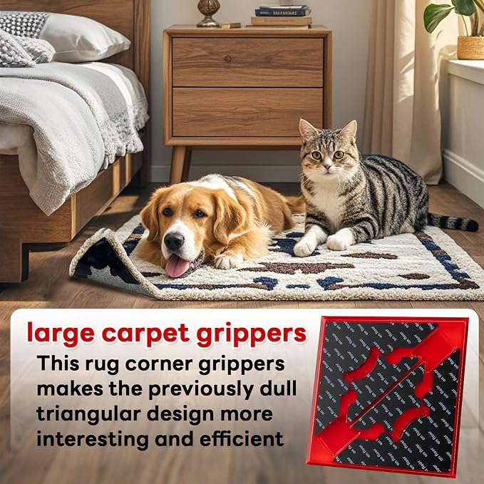 Rug Non Slip Grippers, Reusable Keep Rug Corner Down Tape Pads - Image 5