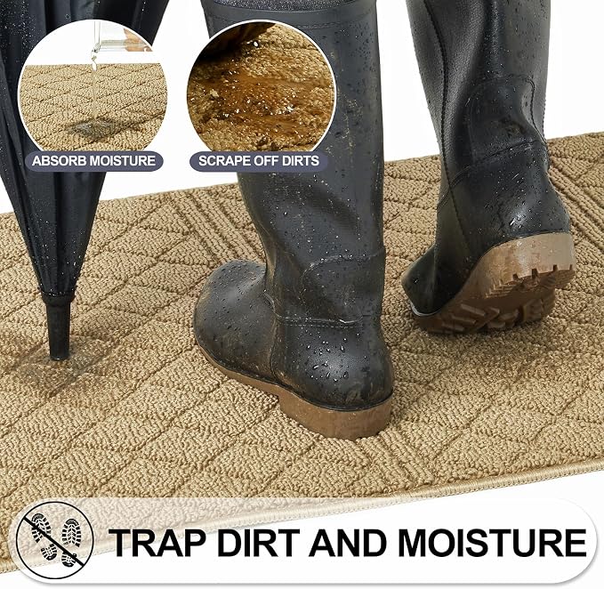 REFETONE Indoor Doormat, Front Back Door Mat 24"x36" Absorbent Rubber Backing - Image 4