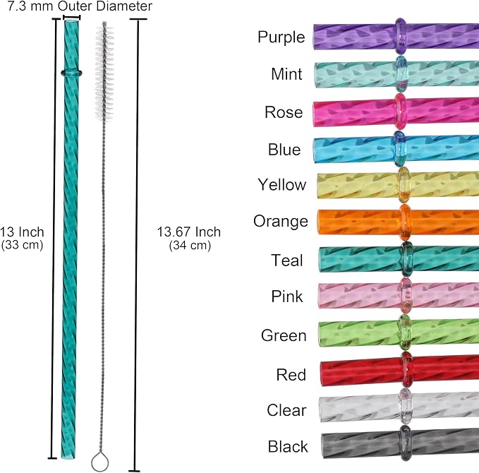 Dakoufish 13 Inch Long Reusable Clear Plastic Replacement Drinking Straws - Image 2