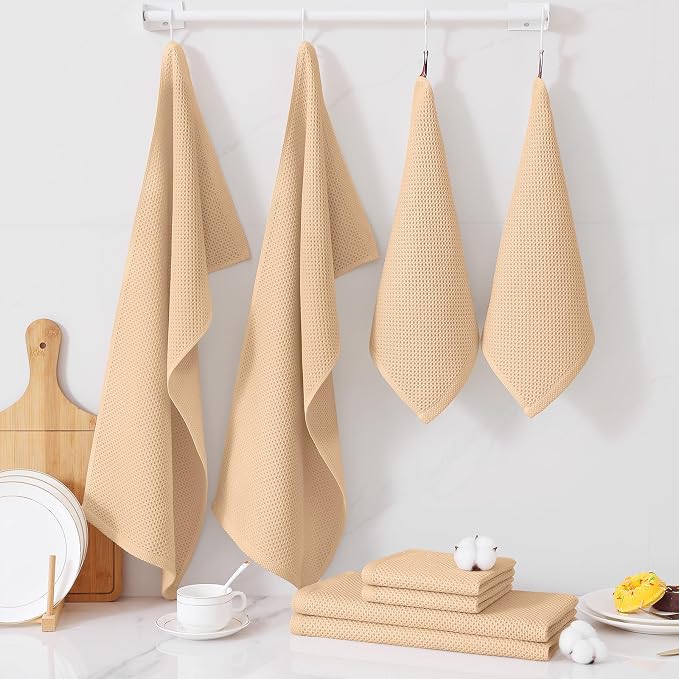 Homaxy 100% Cotton Kitchen Towels and Dishcloths Set, 12 x 12 Inches and 13 x - Image 7