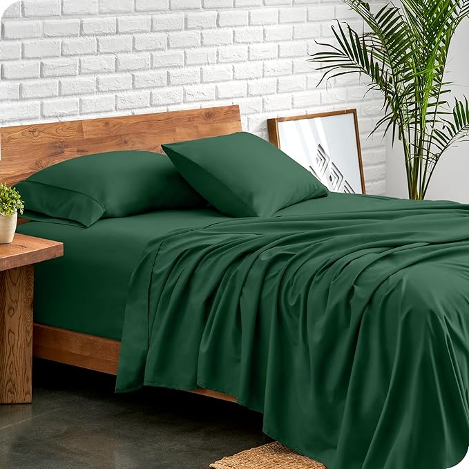 Bare Home King Sheet Set - Luxury 1800 Ultra-Soft Microfiber King Bed Sheets - Double Brushed - Deep Pockets - Easy Fit - 4 Piece Set - Bedding Sheets & Pillowcases (King, Forest Green)