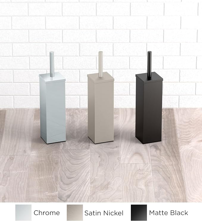 Gatco 1489 Elegant Square Toilet Brush Holder, Satin Nickel - Image 5