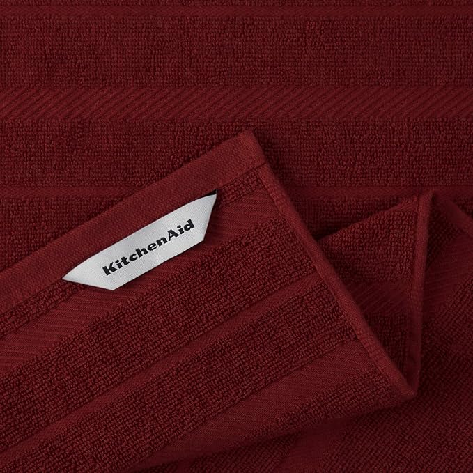 KitchenAid Albany Kitchen Towel 4-Pack Set, Smoked Paprika Red/White - Image 3
