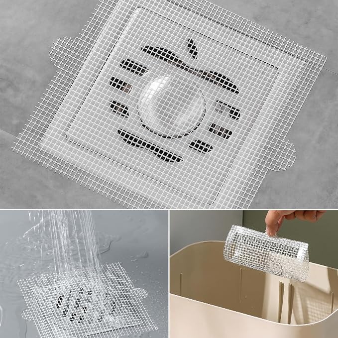 30PCS Disposable Shower Drain Hair Catcher, 4.13Inches Square Mesh Stickers - Image 5